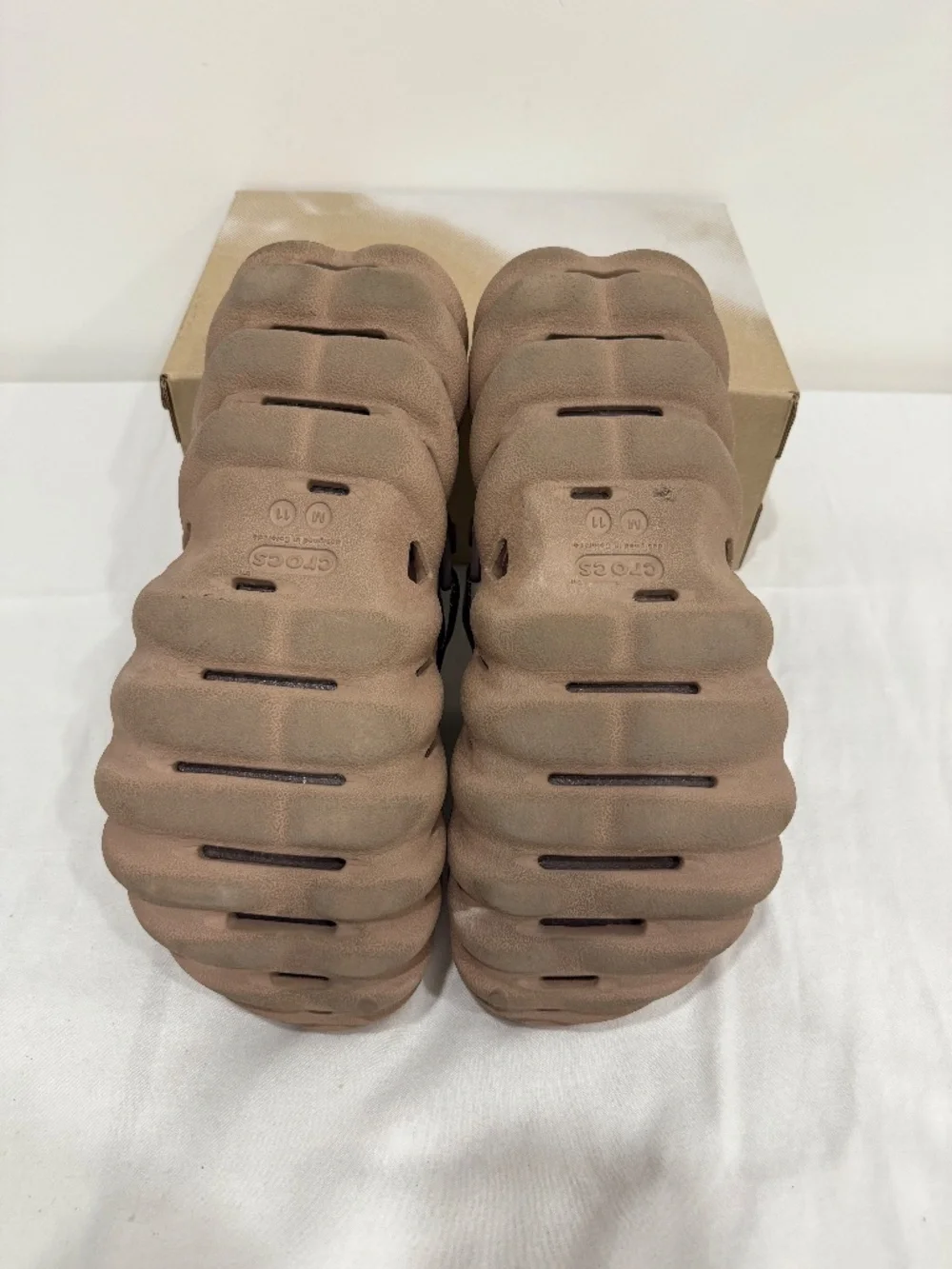 Used W/O Box! Mens Crocs Echo Brown Athletic Comfortable Slip On Sandals Size 11